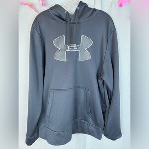 Men’s Under Armour CoolGear Fleece Loose Black Graphic Hoodie- Sz Large